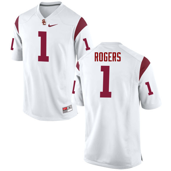 Men #1 Darreus Rogers USC Trojans College Football Jerseys-White - Click Image to Close